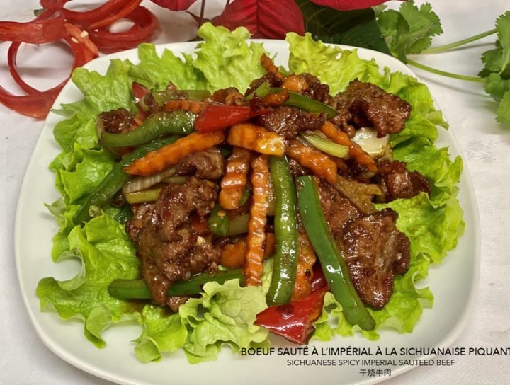 Ternera salteada al estilo imperial de Sichuan, picante