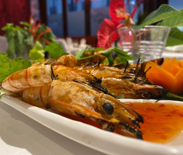 Brochette de gambas grillée