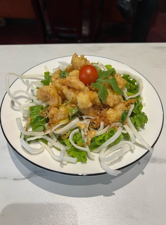 Gambas a la parrilla crujientes con sal y pimienta