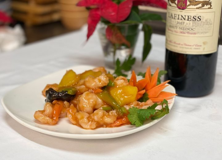 Gambas salteadas con salsa agridulce